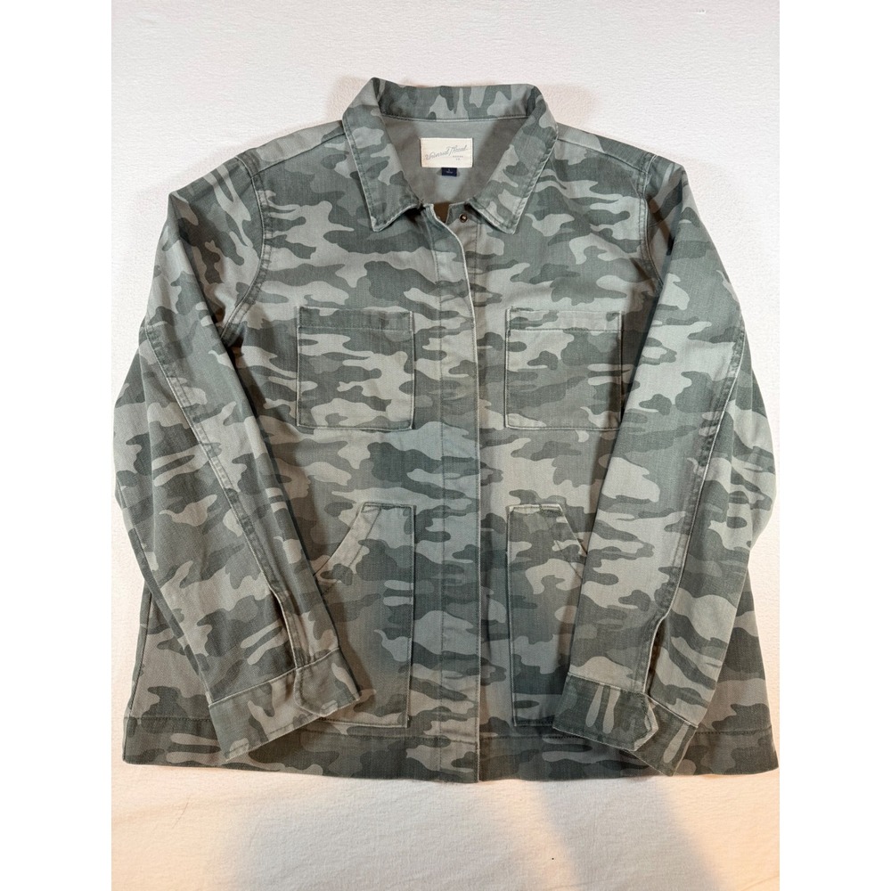Universal Thread Womens Camo Utility Jacket Green Cotton Twill Large